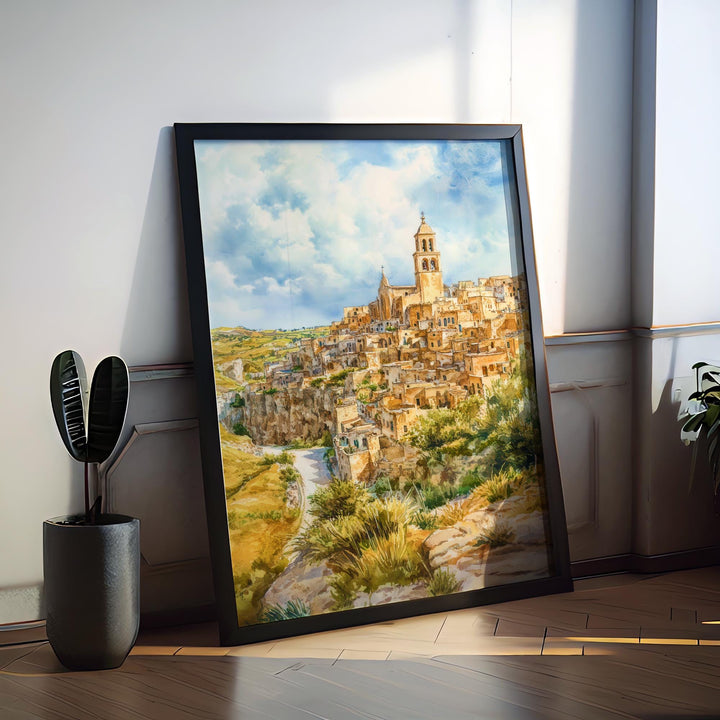 Matera Watercolor Poster Wall Art Matera Wall Hanging Home Décor Matera Gift Art Lovers Italy Art Lover Gift, Italian Cityscape Travel Print