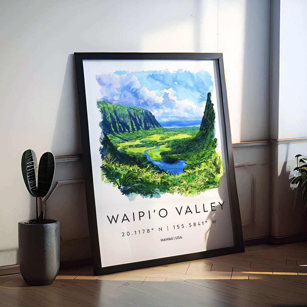 Waipio Valley watercolor poster Wall Art Waipio Valley Wall Hanging Home Décor Waipio Valley Gift Art Lovers Hawaii Art Lover Gift Hawaii
