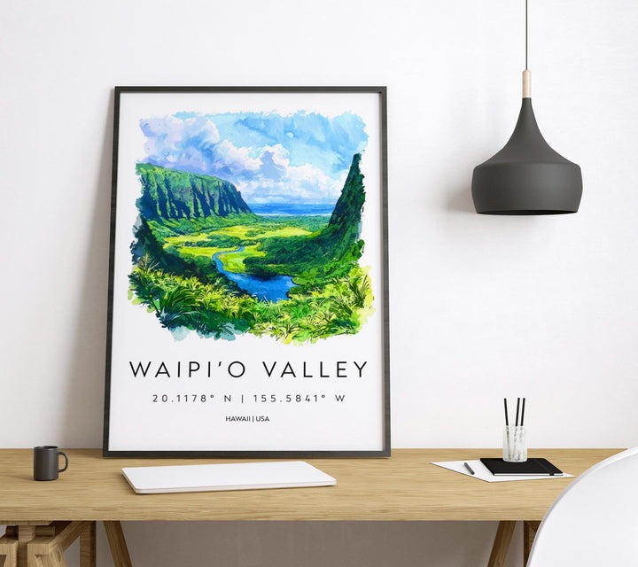 Waipio Valley watercolor poster Wall Art Waipio Valley Wall Hanging Home Décor Waipio Valley Gift Art Lovers Hawaii Art Lover Gift Hawaii