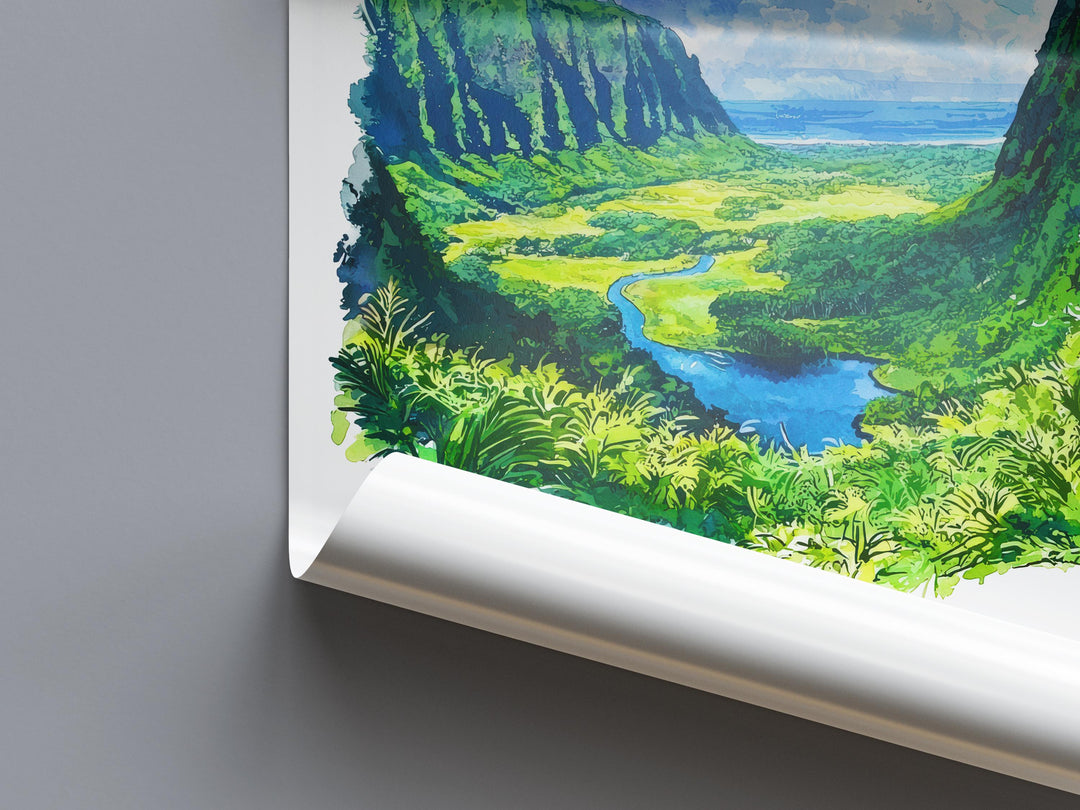 Waipio Valley watercolor poster Wall Art Waipio Valley Wall Hanging Home Décor Waipio Valley Gift Art Lovers Hawaii Art Lover Gift Hawaii