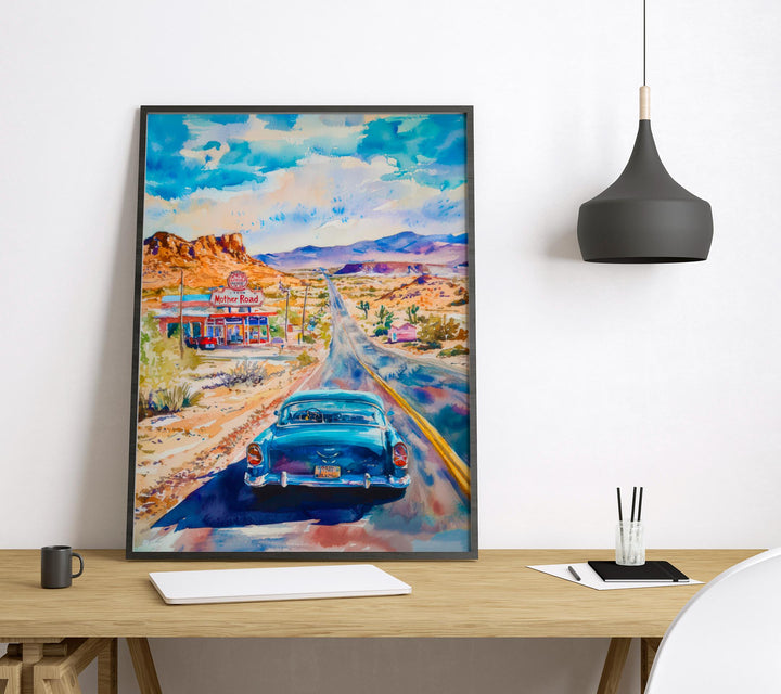 Route 66 watercolor poster Wall Art Route 66 Wall Hanging Home Décor Route 66 Gift Art Lovers USA Art Lover Gift USA wall art