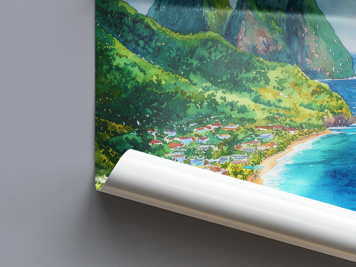 Saint Lucia watercolor poster Wall Art Saint Lucia Wall Hanging Home Décor Saint Lucia Gift Art Lovers Saint Lucia Art Lover Gift