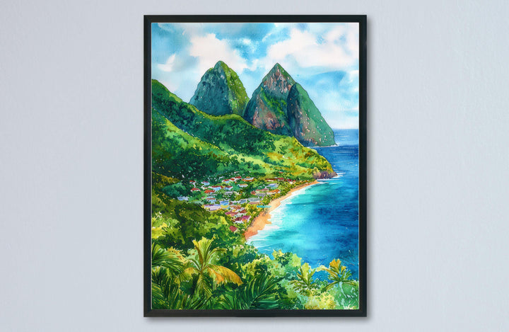 Saint Lucia watercolor poster Wall Art Saint Lucia Wall Hanging Home Décor Saint Lucia Gift Art Lovers Saint Lucia Art Lover Gift