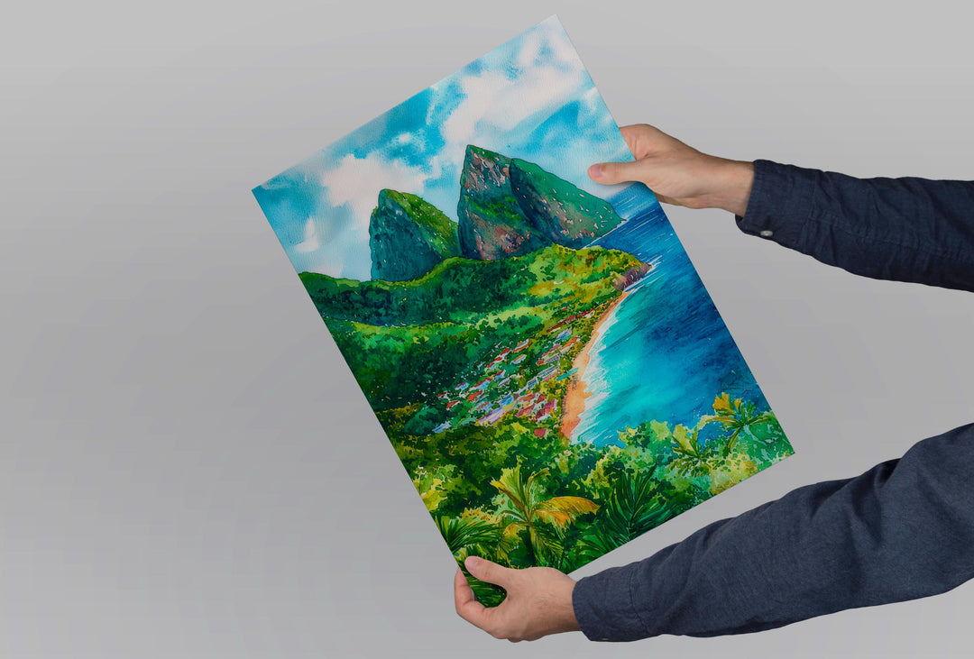 Saint Lucia watercolor poster Wall Art Saint Lucia Wall Hanging Home Décor Saint Lucia Gift Art Lovers Saint Lucia Art Lover Gift