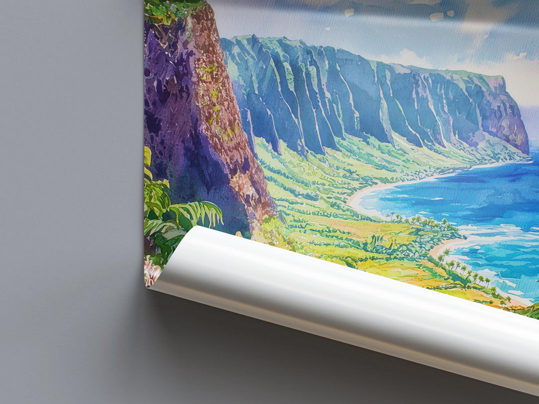 Waipio Valley watercolor poster Wall Art Waipio Valley Wall Hanging Home Décor Waipio Valley Gift Art Lovers Hawaii Art Lover Gift Hawaii