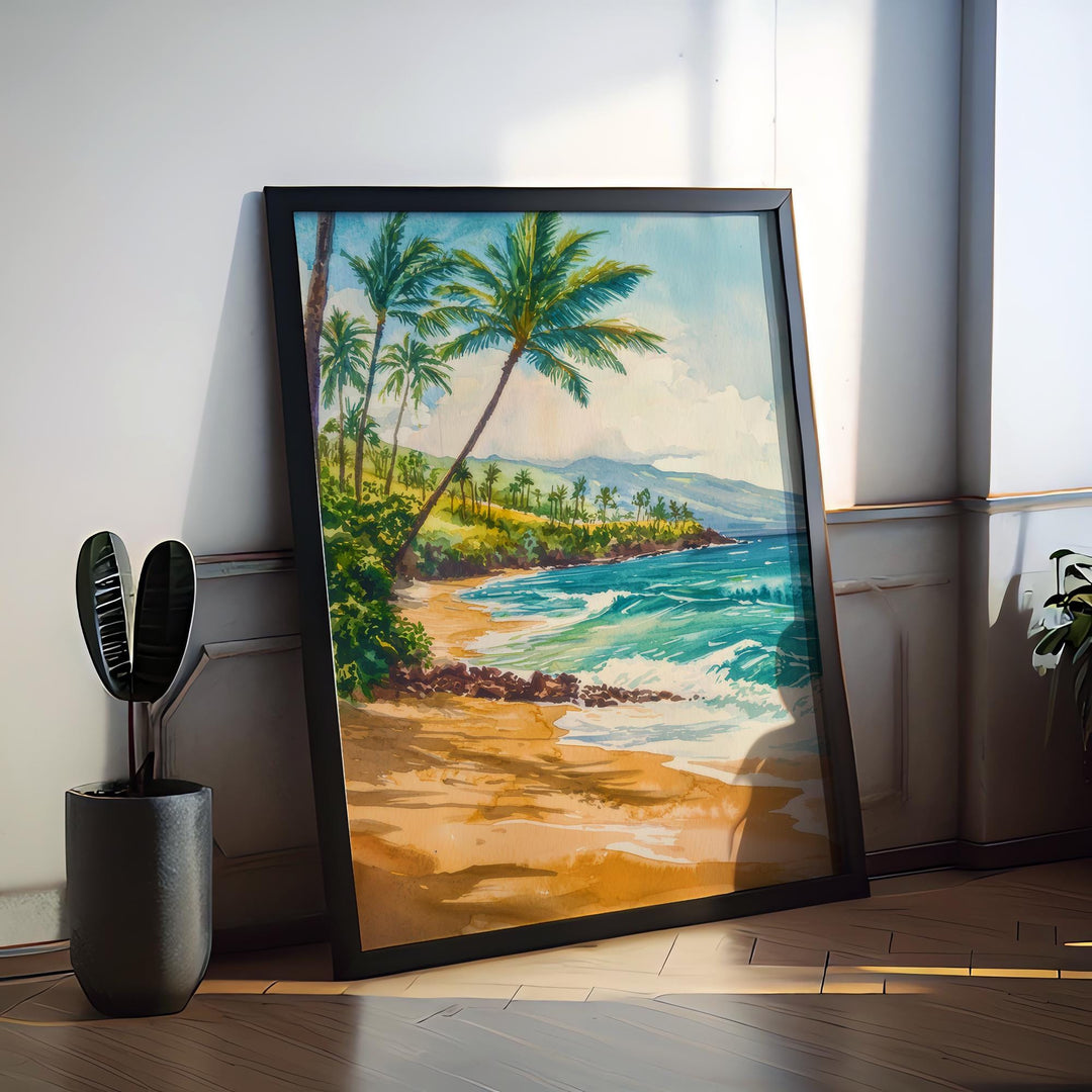 Wailea Beach Watercolor Poster Wall Art Wailea Beach Wall Hanging Home Décor Wailea Beach Gift Art Lovers United States Wall Art