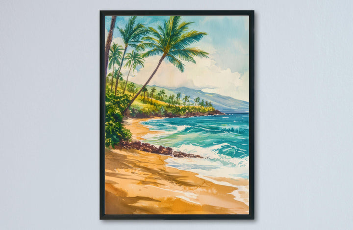 Wailea Beach Watercolor Poster Wall Art Wailea Beach Wall Hanging Home Décor Wailea Beach Gift Art Lovers United States Wall Art