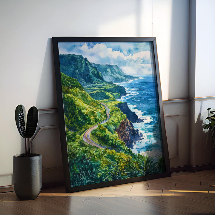 Road to Hana Watercolor Poster Wall Art Road to Hana Wall Hanging Home Décor Road to Hana Gift Art Lovers United States Wall Art