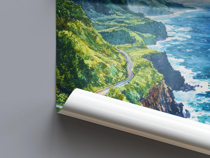 Road to Hana Watercolor Poster Wall Art Road to Hana Wall Hanging Home Décor Road to Hana Gift Art Lovers United States Wall Art