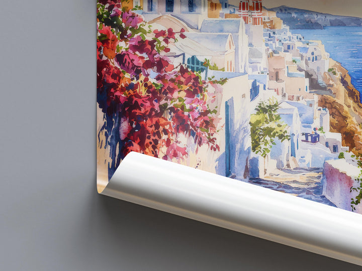 Santorini Watercolor Poster Wall Art Santorini Wall Hanging Home Décor Santorini Gift Art Lovers Greece Wall Art