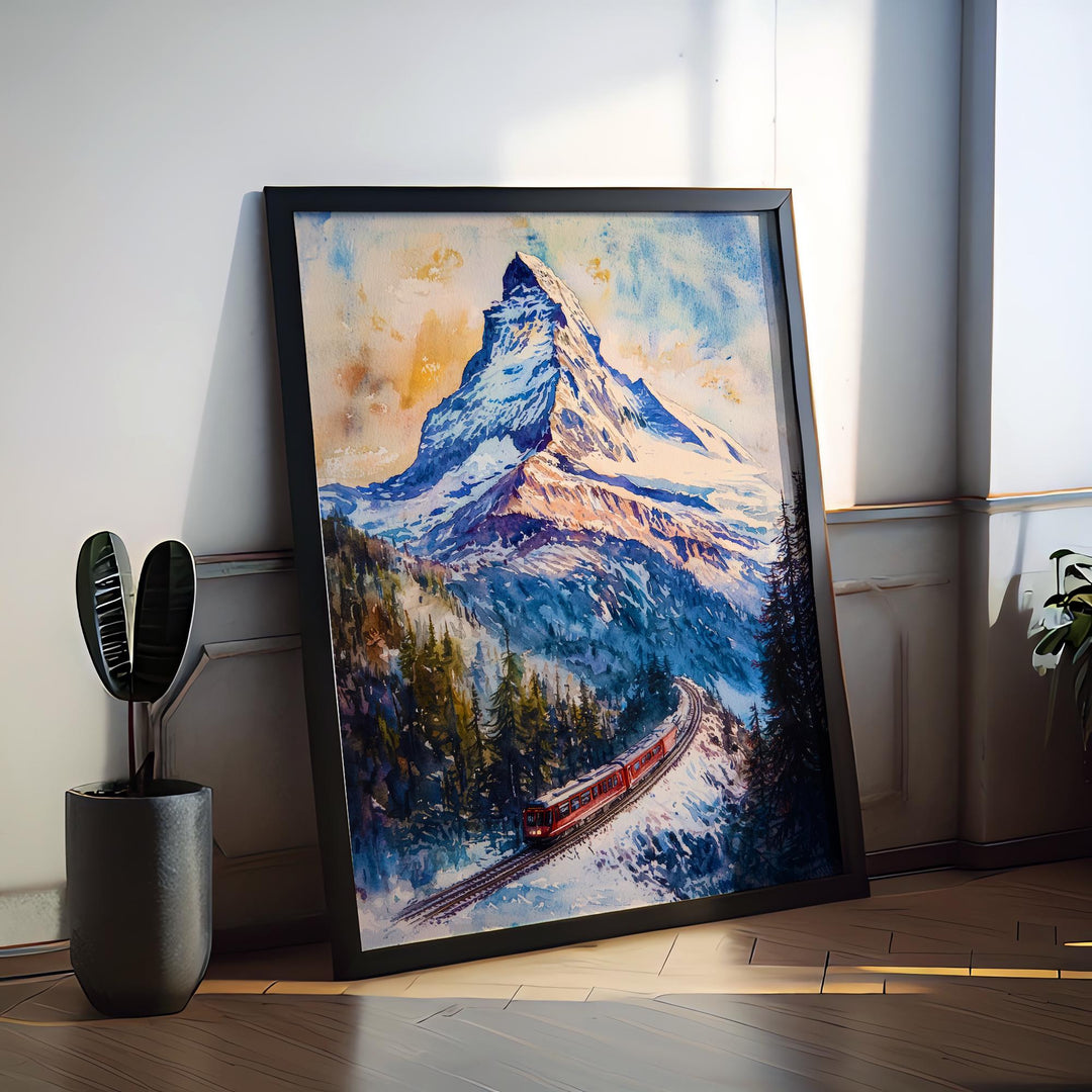 Zermatt Watercolor Poster Wall Art Zermatt Wall Hanging Home Décor Zermatt Gift Art Lovers Switzerland Wall Art