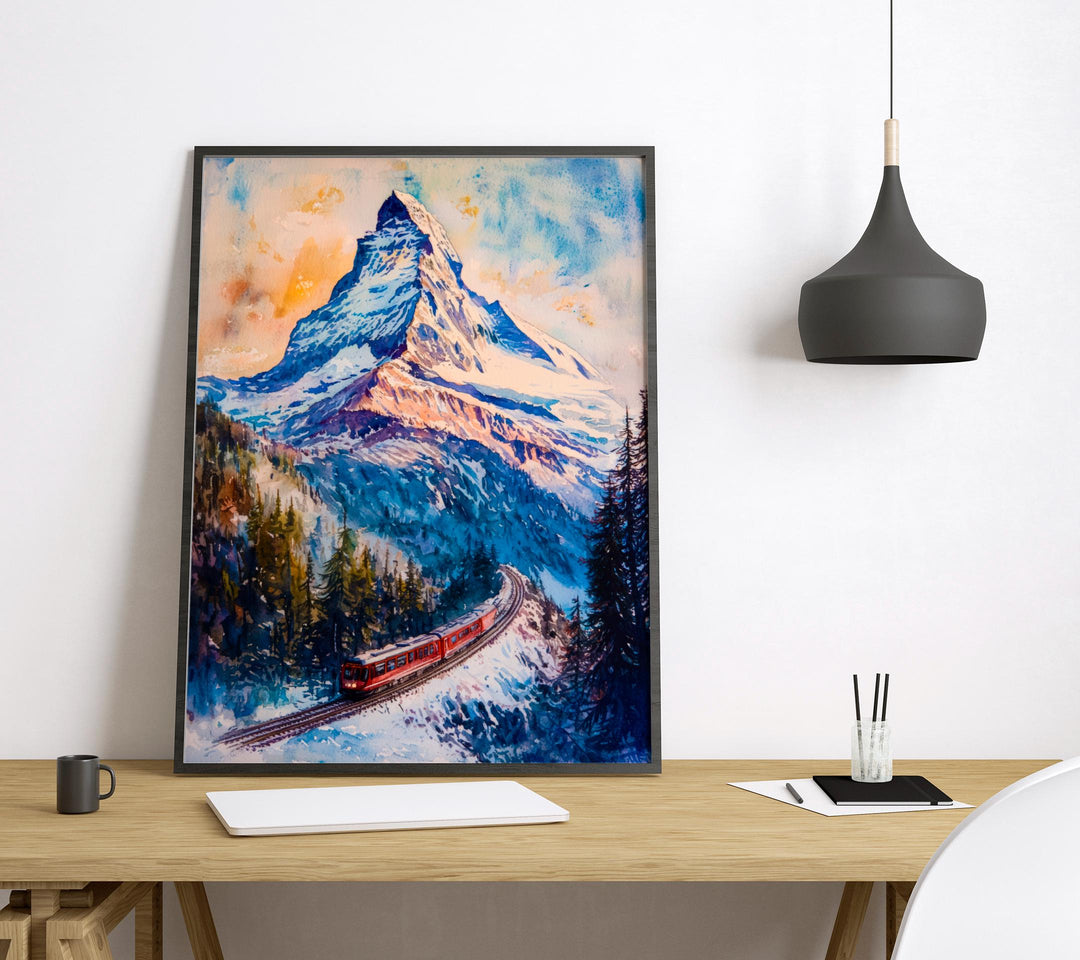 Zermatt Watercolor Poster Wall Art Zermatt Wall Hanging Home Décor Zermatt Gift Art Lovers Switzerland Wall Art