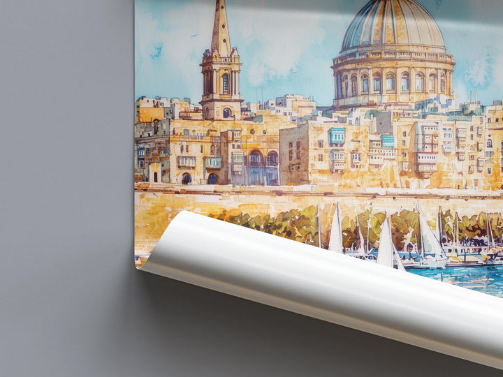 Valletta Watercolor Poster Wall Art Valletta Wall Hanging Home Décor Valletta Gift Art Lovers Malta Wall Art