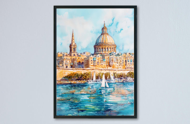 Valletta Watercolor Poster Wall Art Valletta Wall Hanging Home Décor Valletta Gift Art Lovers Malta Wall Art