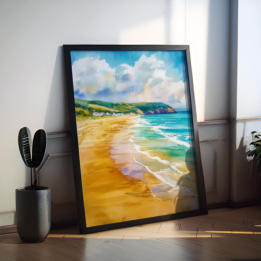 Woolacombe Watercolor Poster Wall Art Woolacombe Wall Hanging Home Décor Woolacombe Gift Art Lovers United Kingdom Wall Art
