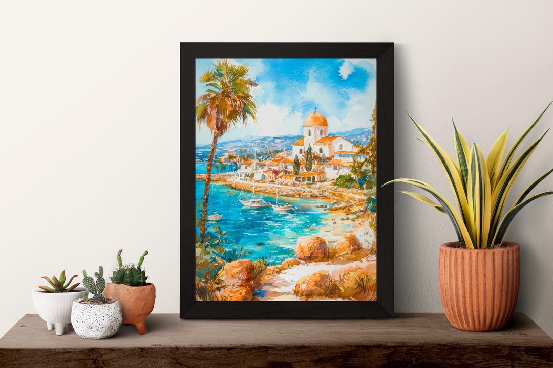 Paphos Watercolor Poster Wall Art Paphos Wall Hanging Home Décor Paphos Gift Art Lovers Cyprus Wall Art