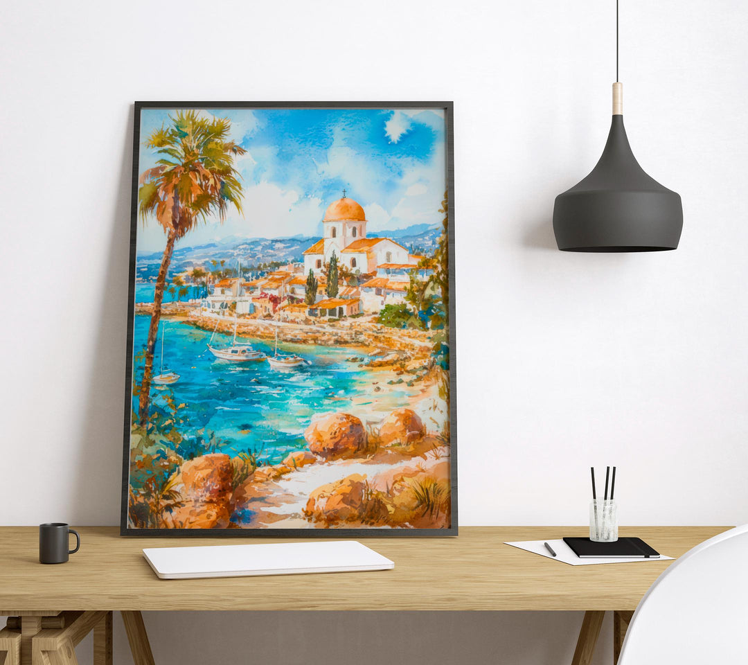 Paphos Watercolor Poster Wall Art Paphos Wall Hanging Home Décor Paphos Gift Art Lovers Cyprus Wall Art