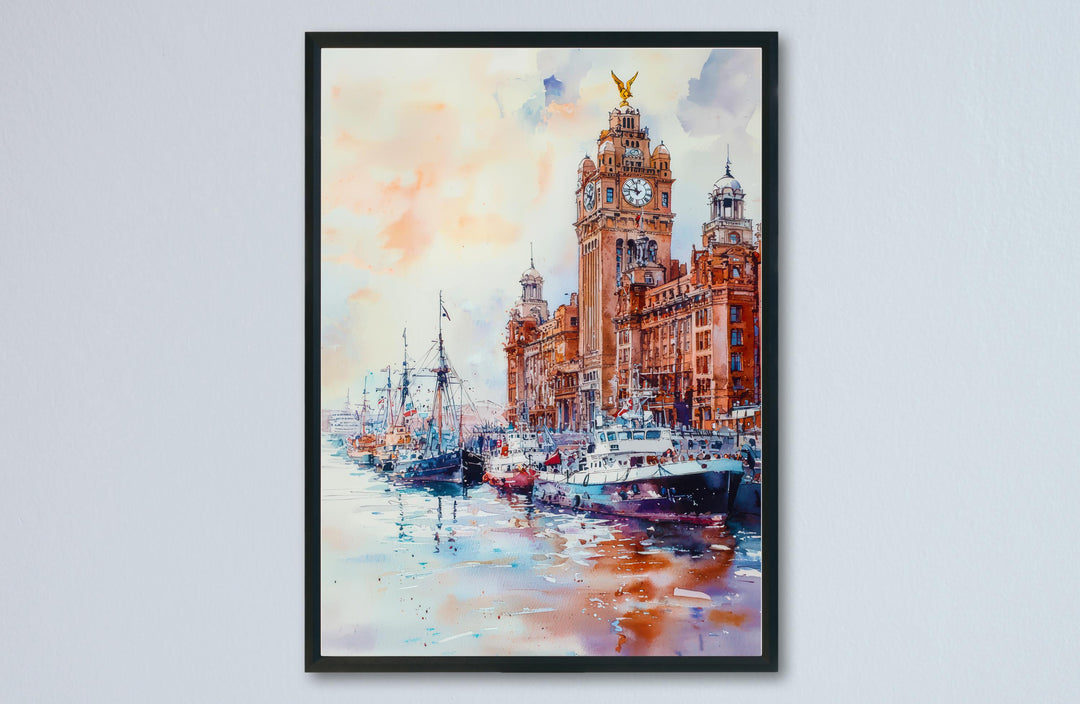 Liverpool Watercolor Poster Wall Art Liverpool Wall Hanging Home Décor Liverpool Gift Art Lovers United Kingdom Wall Art