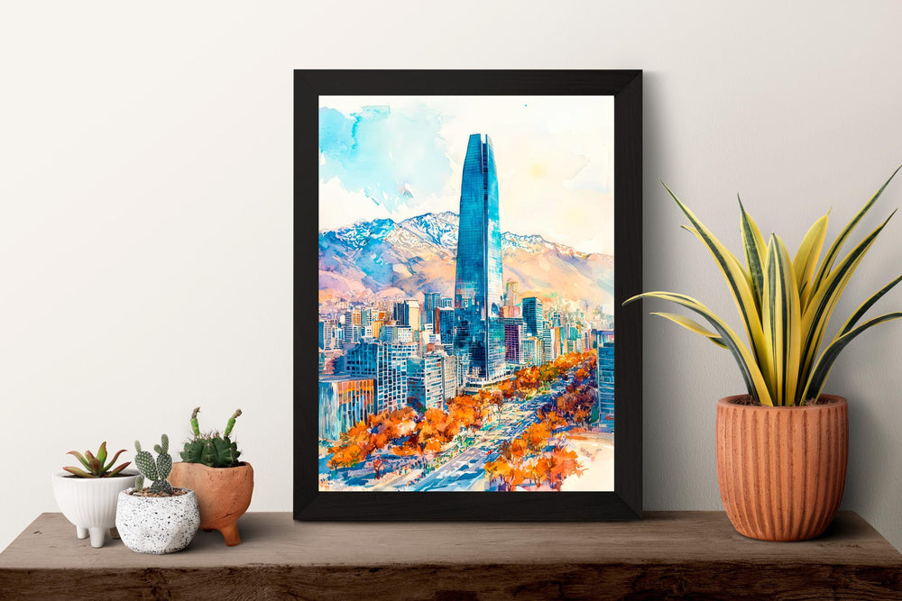 Santiago Watercolor Poster Wall Art Santiago Wall Hanging Home Décor Santiago Gift Art Lovers Chile Wall Art