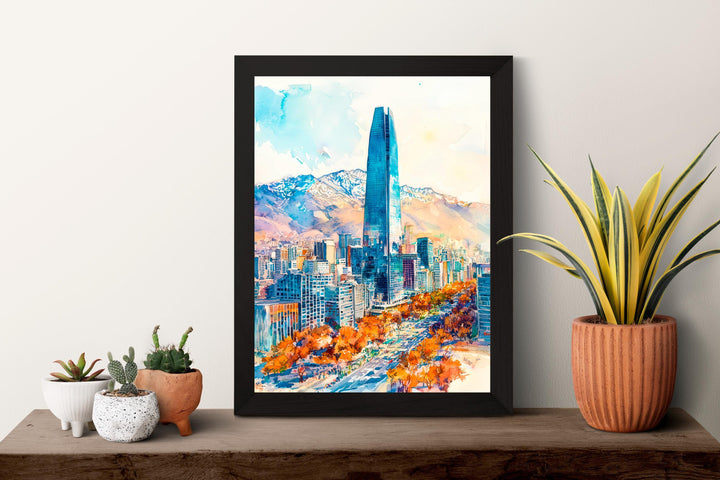 Santiago Watercolor Poster Wall Art Santiago Wall Hanging Home Décor Santiago Gift Art Lovers Chile Wall Art
