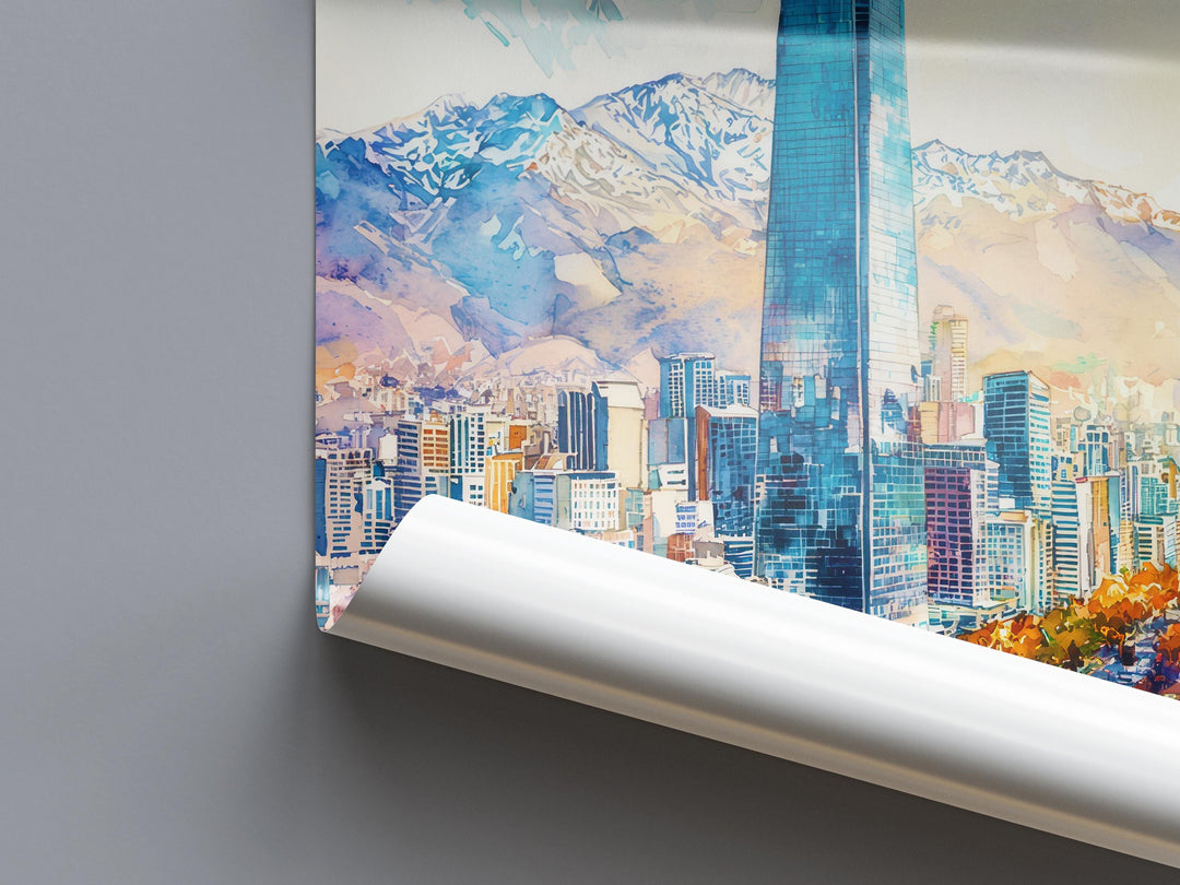 Santiago Watercolor Poster Wall Art Santiago Wall Hanging Home Décor Santiago Gift Art Lovers Chile Wall Art