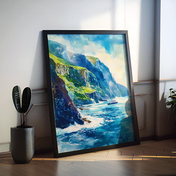 Slieve League Watercolor Poster Wall Art Slieve League Wall Hanging Home Décor Slieve League Gift Art Lovers Ireland Wall Art Slieve League