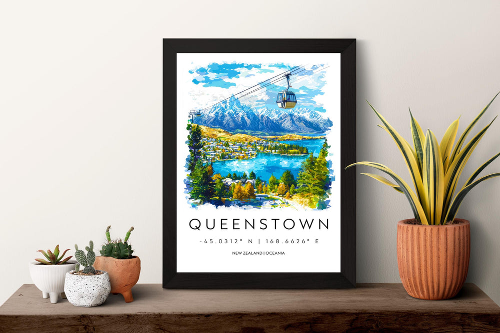 Queenstown Watercolor Poster Wall Art Queenstown Wall Hanging Home Décor Queenstown Gift Art Lovers New Zealand Wall Art