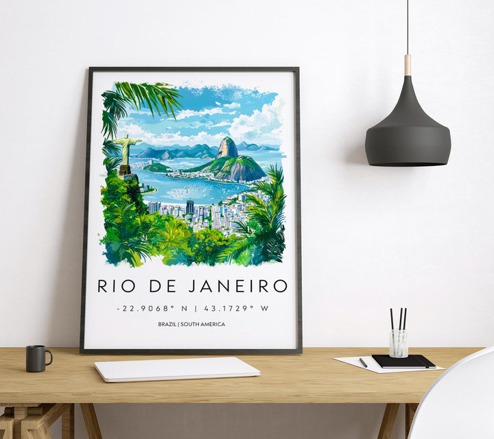 Rio de Janeiro Watercolor Poster Wall Art Rio de Janeiro Wall Hanging Home Décor Rio de Janeiro Gift Art Lovers Brazil Wall Art
