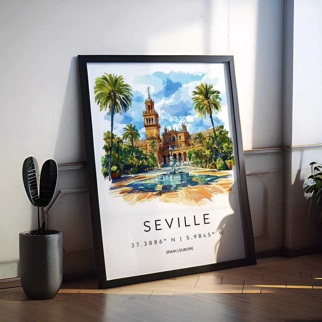 Seville Watercolor Poster Wall Art Seville Wall Hanging Home Décor Seville Gift Art Lovers Spain Wall Art