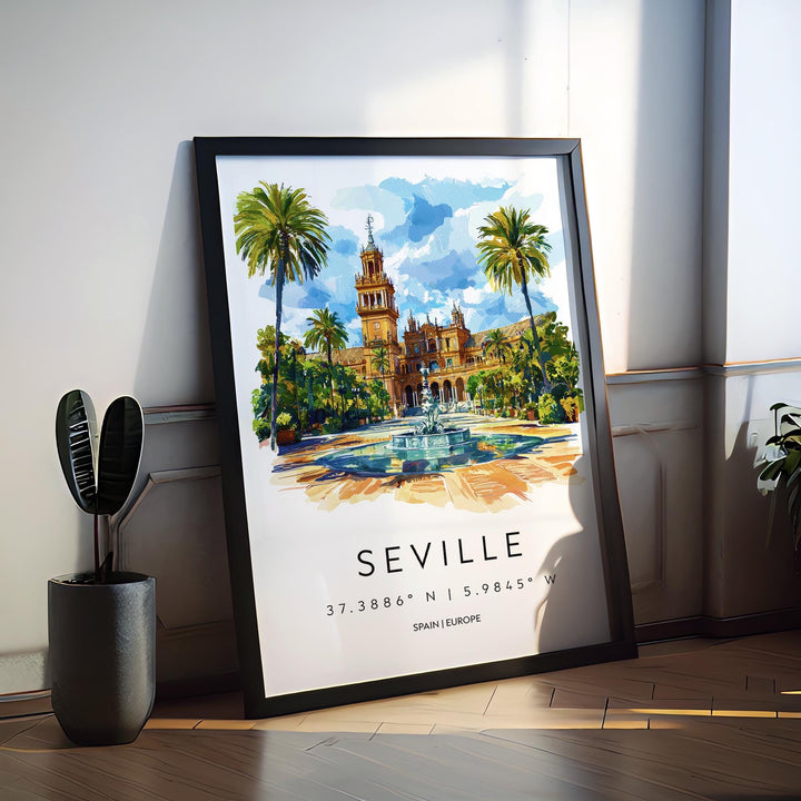 Seville Watercolor Poster Wall Art Seville Wall Hanging Home Décor Seville Gift Art Lovers Spain Wall Art