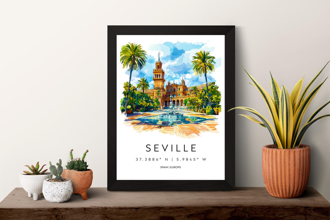 Seville Watercolor Poster Wall Art Seville Wall Hanging Home Décor Seville Gift Art Lovers Spain Wall Art