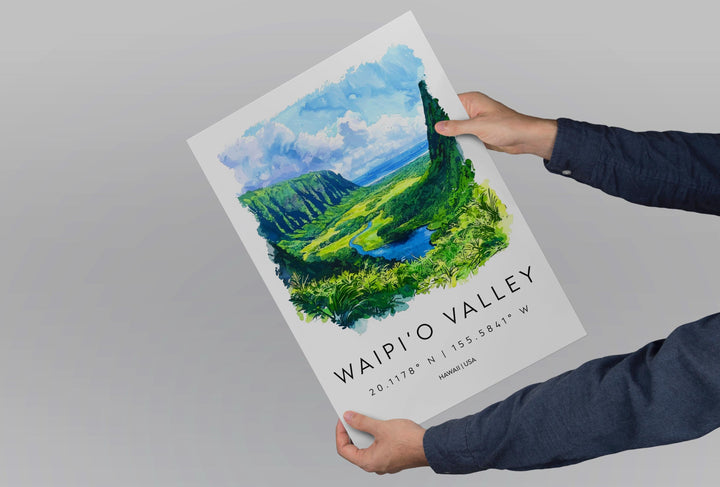 Waipio Valley watercolor poster Wall Art Waipio Valley Wall Hanging Home Décor Waipio Valley Gift Art Lovers Hawaii Art Lover Gift Hawaii