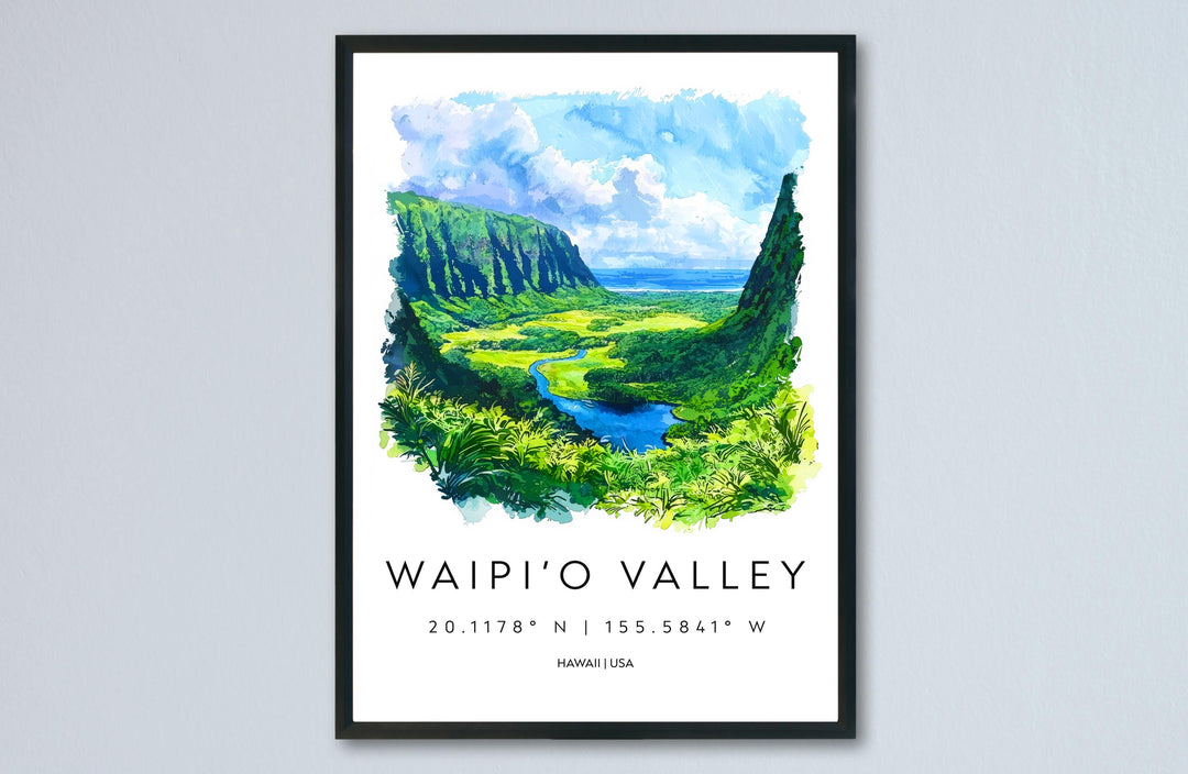 Waipio Valley watercolor poster Wall Art Waipio Valley Wall Hanging Home Décor Waipio Valley Gift Art Lovers Hawaii Art Lover Gift Hawaii