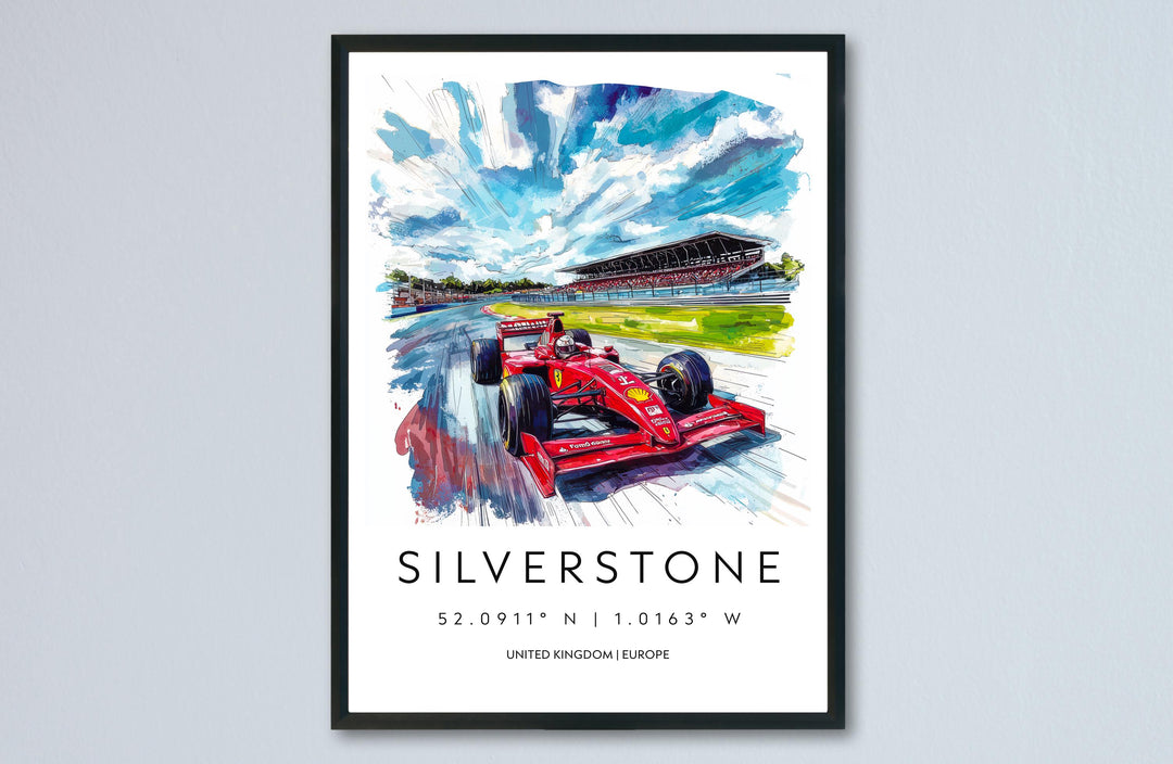 Silverstone Watercolor Poster Wall Art Silverstone Wall Hanging Home Décor Silverstone Gift Art Lovers United Kingdom Wall Art