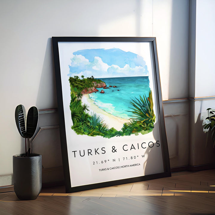 Turks and Caicos Watercolor Poster Wall Art Turks and Caicos Wall Hanging Home Décor Turks and Caicos Gift Art Lovers United Kingdom Art