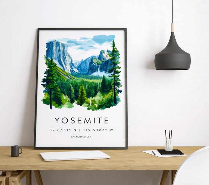 Yosemite Watercolor Poster Wall Art Yosemite Wall Hanging Home Décor Yosemite Gift Art Lovers United States Wall Art