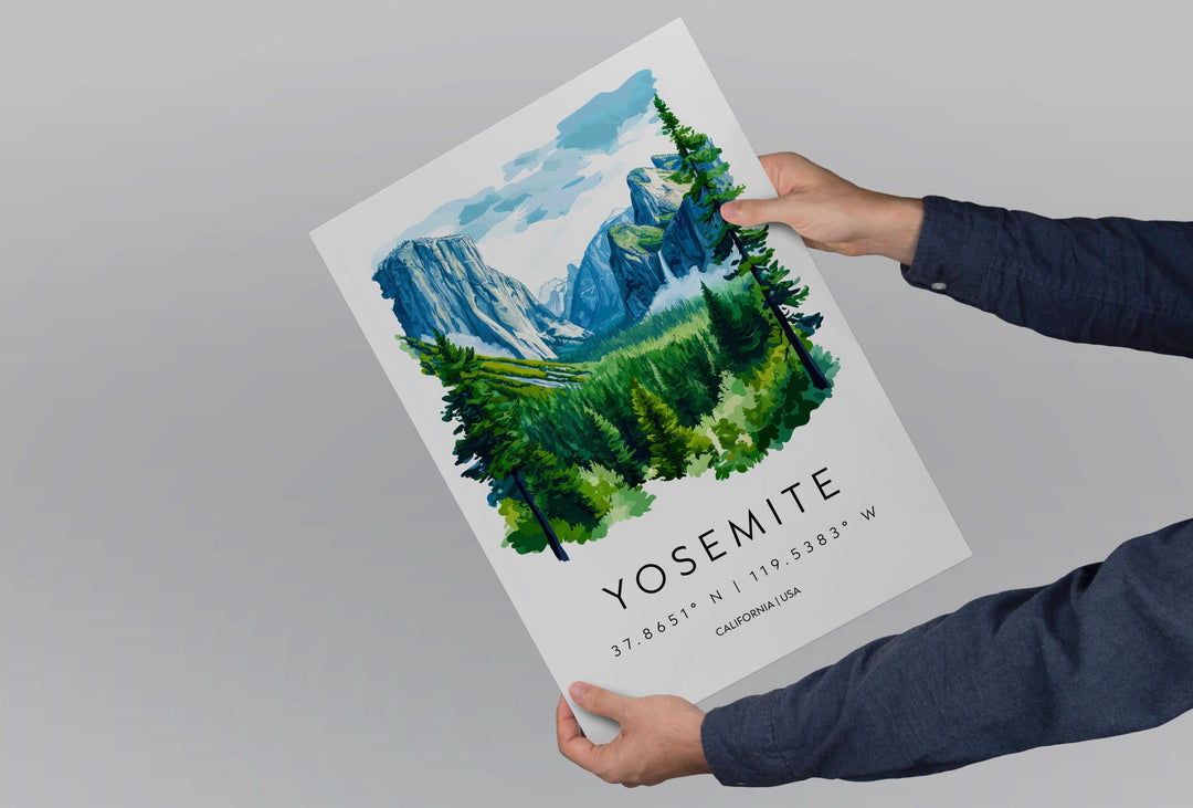 Yosemite Watercolor Poster Wall Art Yosemite Wall Hanging Home Décor Yosemite Gift Art Lovers United States Wall Art