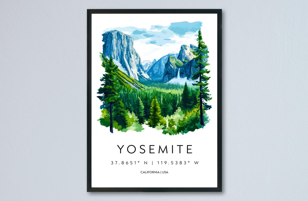 Yosemite Watercolor Poster Wall Art Yosemite Wall Hanging Home Décor Yosemite Gift Art Lovers United States Wall Art