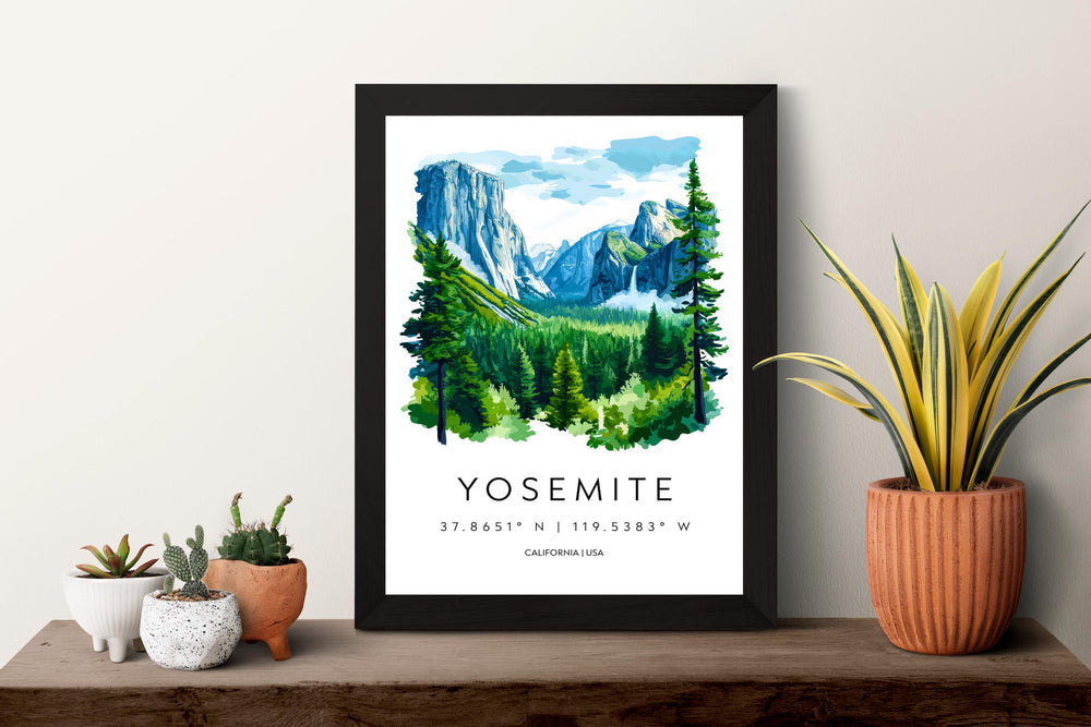 Yosemite Watercolor Poster Wall Art Yosemite Wall Hanging Home Décor Yosemite Gift Art Lovers United States Wall Art
