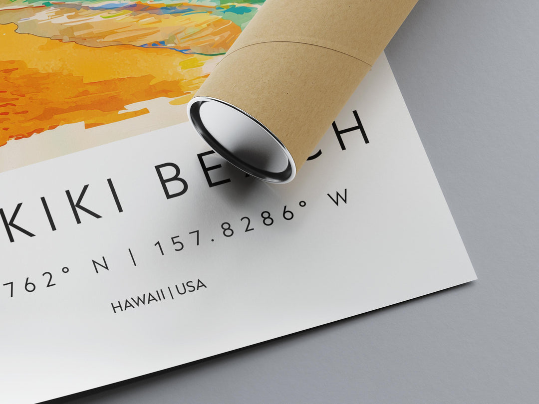 Waikiki Beach Watercolor Poster Wall Art Waikiki Beach Wall Hanging Home Décor Waikiki Beach Gift Art Lovers United States Wall Art