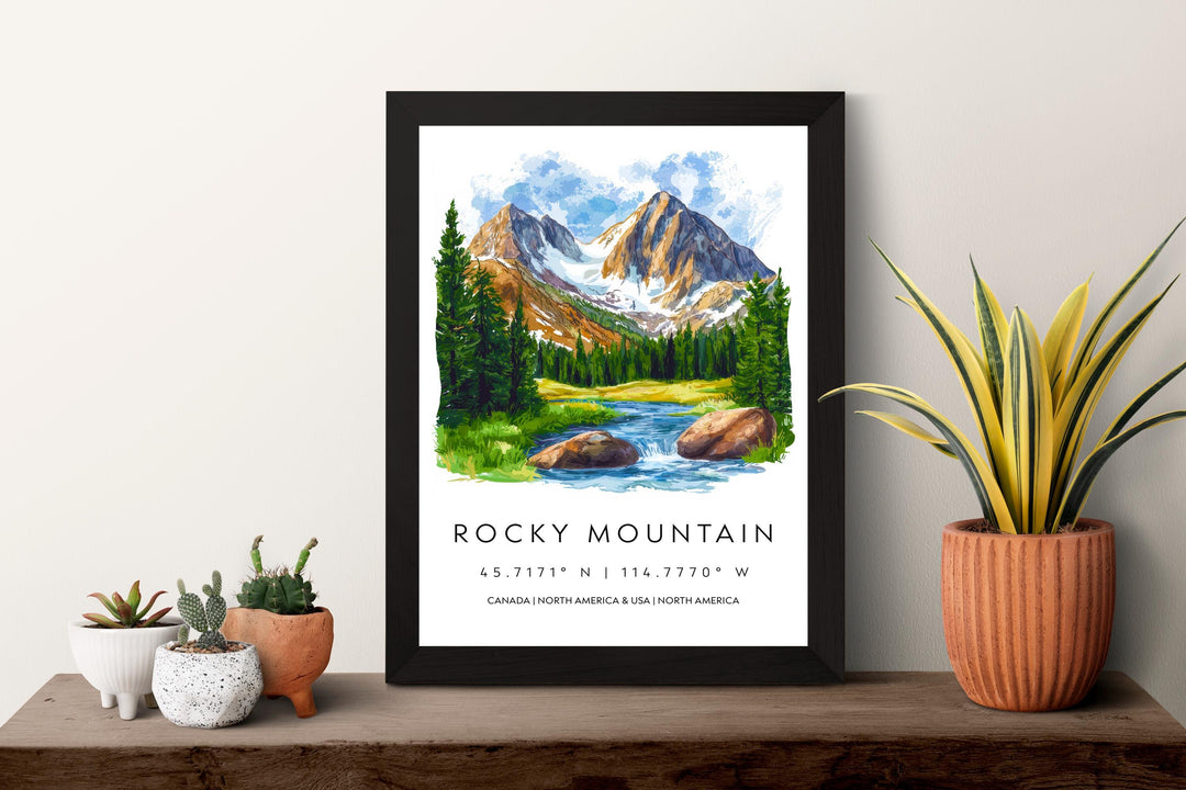 Rocky Mountain Watercolor Poster Wall Art Rocky Mountain Wall Hanging Home Décor Rocky Mountain Gift Art Lovers United States Wall Art