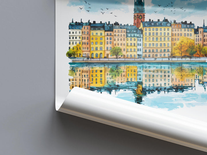 Stockholm Watercolor Poster Wall Art Stockholm Wall Hanging Home Décor Stockholm Gift Art Lovers Sweden Wall Art