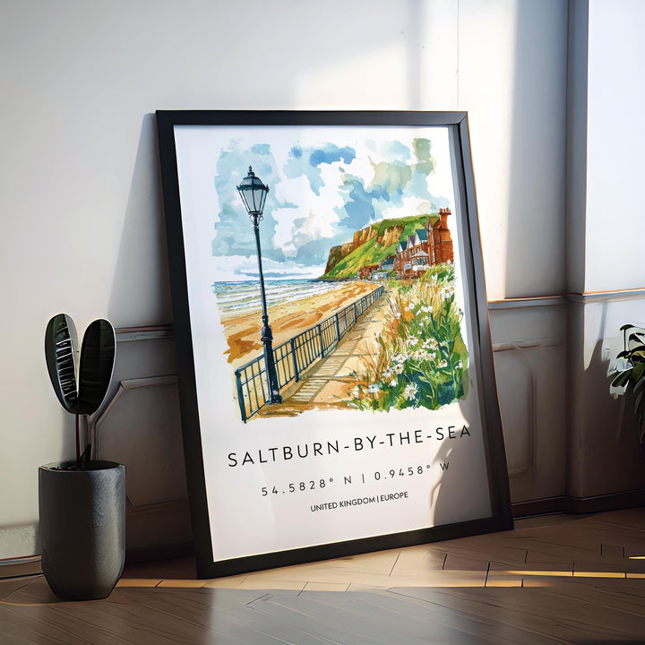 Saltburn-by-the-Sea Watercolor Poster Wall Art Saltburn-by-the-Sea Wall Hanging Home Décor Saltburn-by-the-Sea Gift Art Lovers
