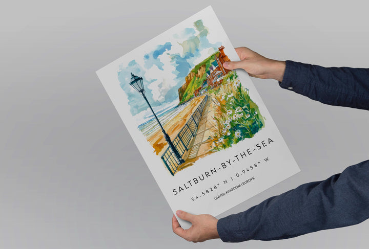Saltburn-by-the-Sea Watercolor Poster Wall Art Saltburn-by-the-Sea Wall Hanging Home Décor Saltburn-by-the-Sea Gift Art Lovers