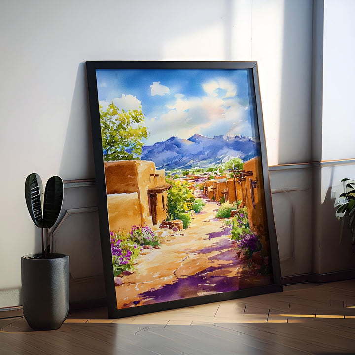 Santa Fe watercolor poster Wall Art Santa Fe Wall Hanging Home Décor Santa Fe Gift Art Lovers New Mexico Art Lover Gift New Mexico wall art