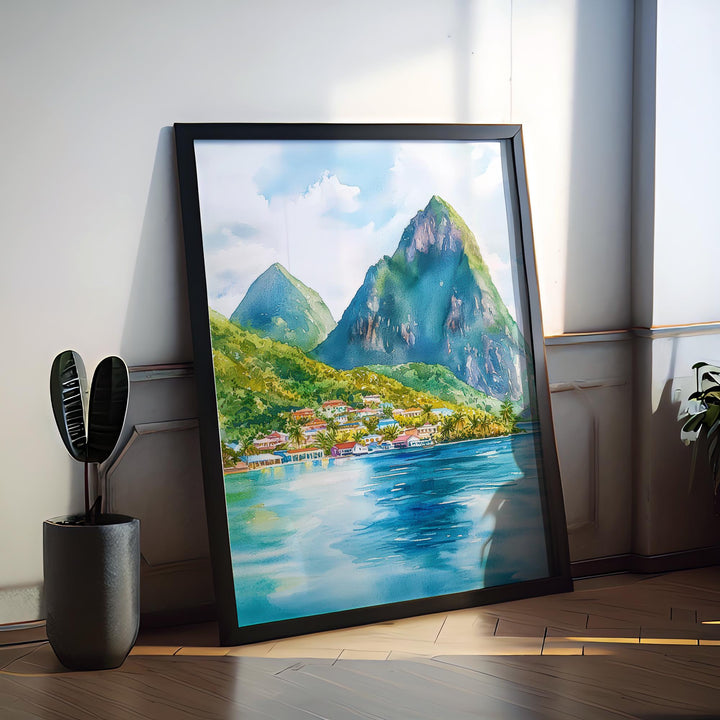 Saint Lucia watercolor poster Wall Art Saint Lucia Wall Hanging Home Décor Saint Lucia Gift Art Lovers Saint Lucia Art Lover Gift