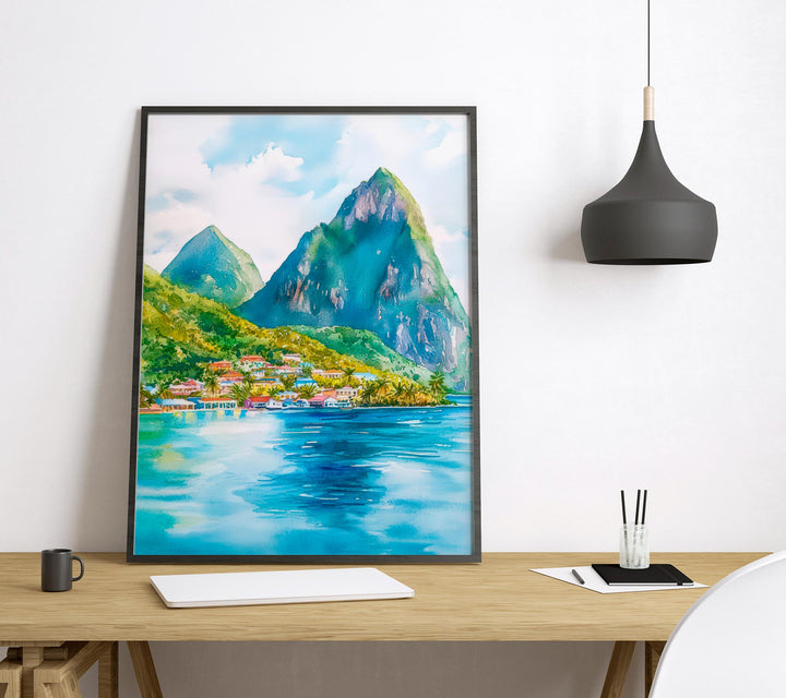 Saint Lucia watercolor poster Wall Art Saint Lucia Wall Hanging Home Décor Saint Lucia Gift Art Lovers Saint Lucia Art Lover Gift