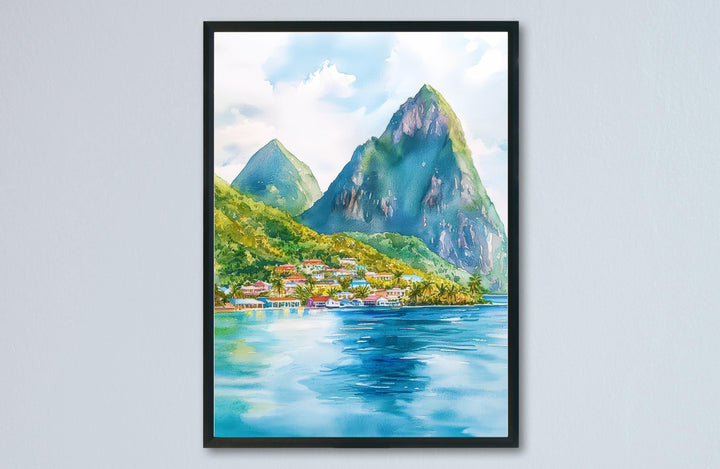 Saint Lucia watercolor poster Wall Art Saint Lucia Wall Hanging Home Décor Saint Lucia Gift Art Lovers Saint Lucia Art Lover Gift