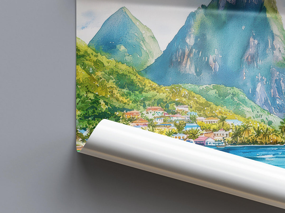 Saint Lucia watercolor poster Wall Art Saint Lucia Wall Hanging Home Décor Saint Lucia Gift Art Lovers Saint Lucia Art Lover Gift