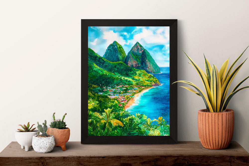 Saint Lucia watercolor poster Wall Art Saint Lucia Wall Hanging Home Décor Saint Lucia Gift Art Lovers Saint Lucia Art Lover Gift